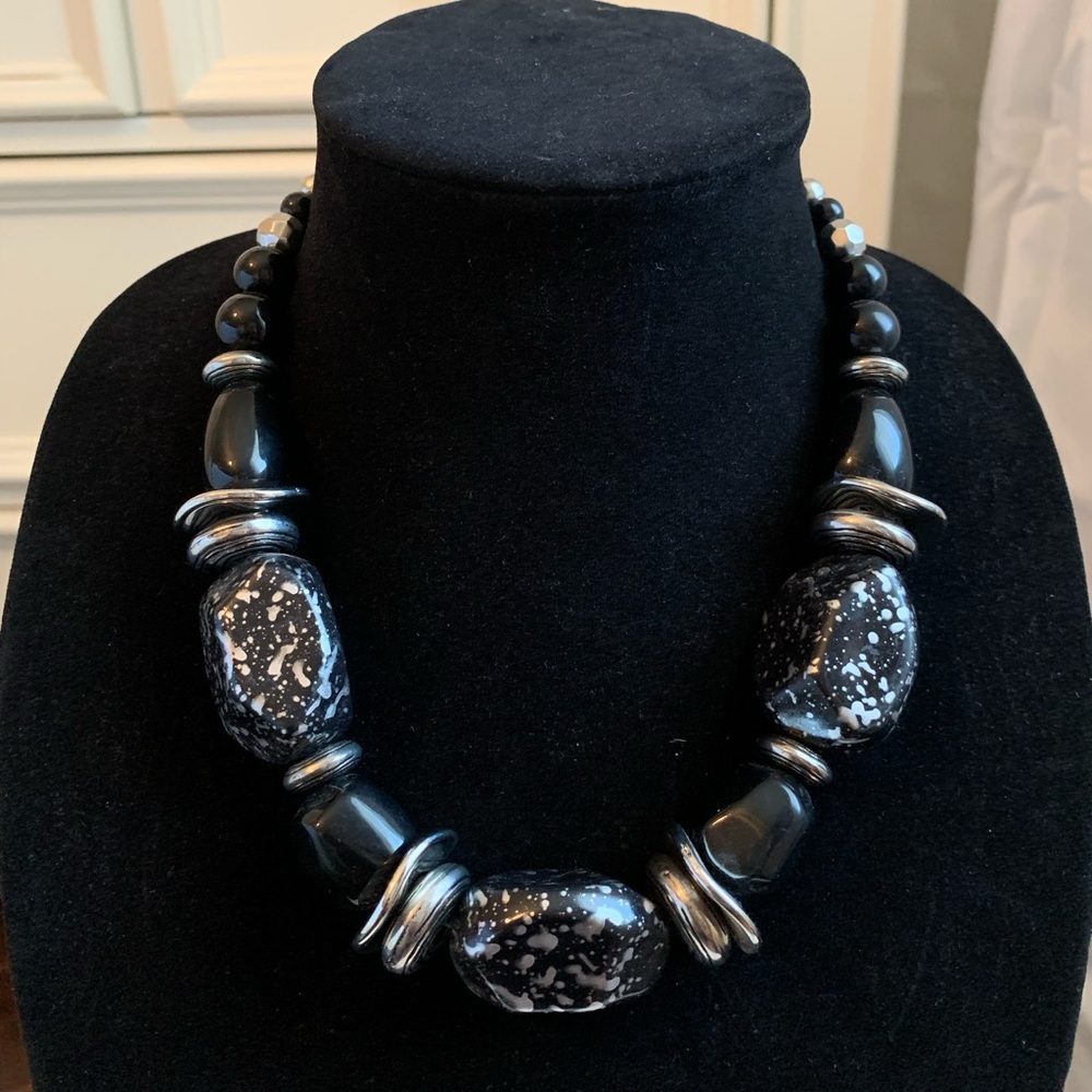 Chunky Beaded Necklace with Matching Earrings